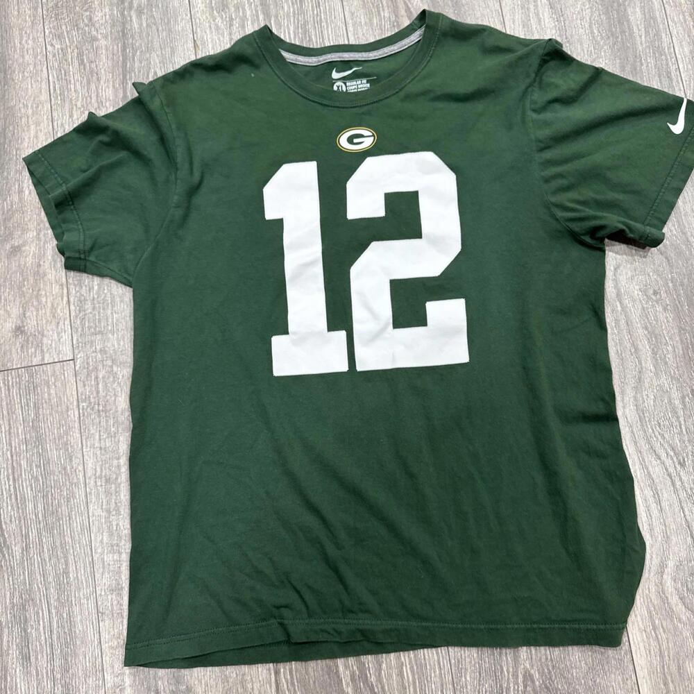 Nike NFL Green Bay Packers Rogers #12 Regular Fit Green Athletic Shirt Men XL